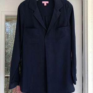 Lilly Pulitzer true Navy silk blouse